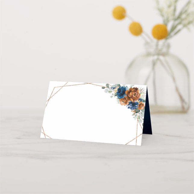 Carte De Placement Terracotta Marine Bleu Vert Mariage géométrique Pl (Devant)