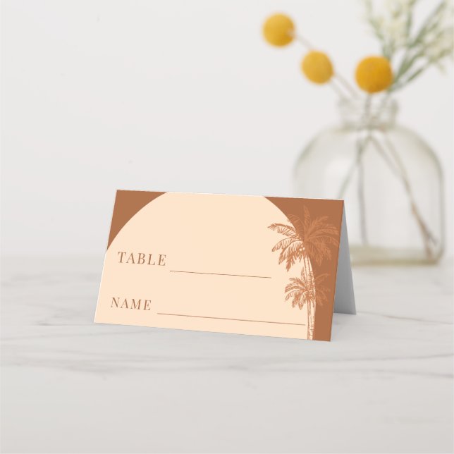 Carte De Placement Terracotta Palm Tree Boho Beach Table de mariage (Devant)