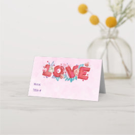 Carte De Placement Texte d'amour rouge en lettres bloc gras Aquarelle