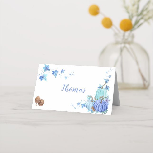 Carte De Placement Thanksgiving Citrouilles Turquoise bleu turquoise (Devant)