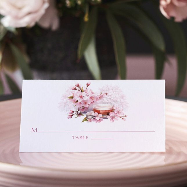 Carte De Placement Thé de mariage au sakura  (Créateur téléchargé)