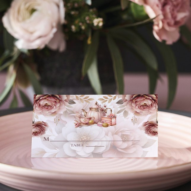 Carte De Placement Thé nuptial rose Dusty (Créateur téléchargé)
