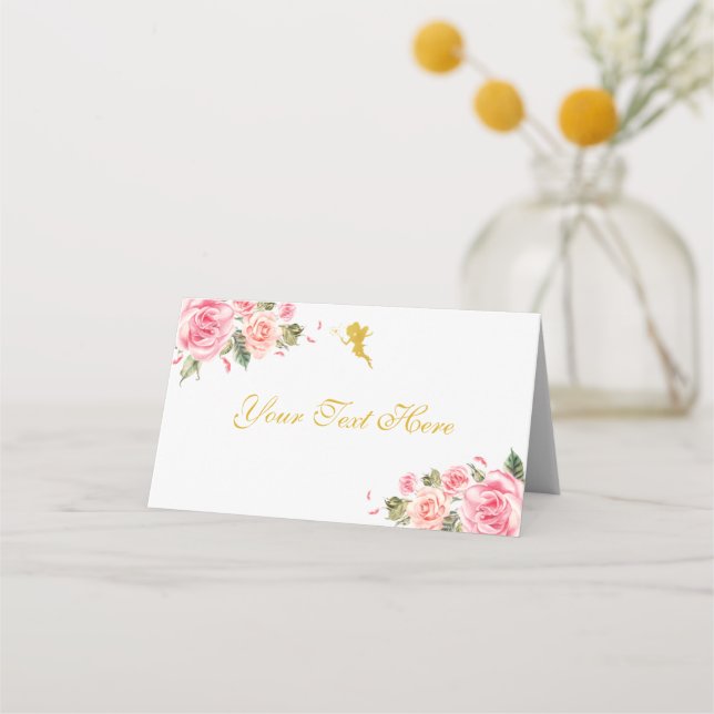 Carte De Placement Thème Fée rose et or (Devant)