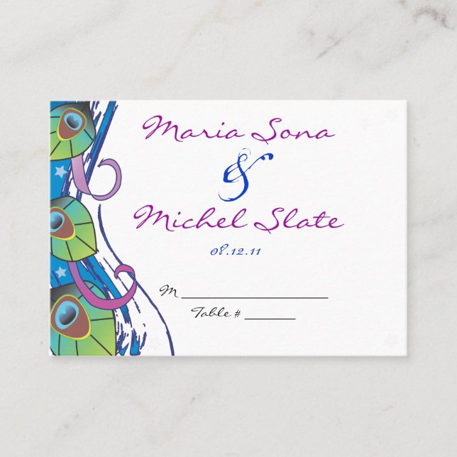 Carte De Placement Thème Peacock Mariage Table Place Card Paramètre (Devant)