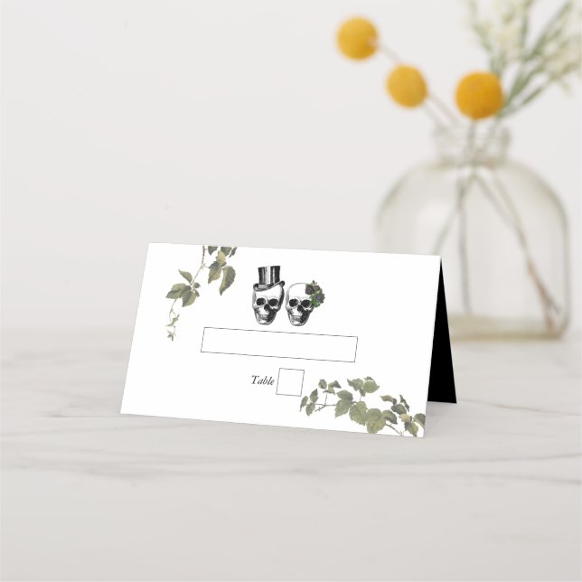 Carte De Placement Til Death Coeur gothique Mariage des crânes florau (Devant)