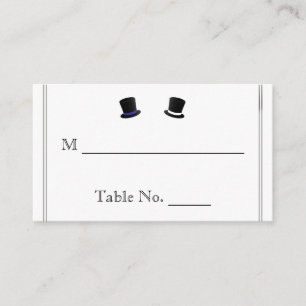 Carte De Placement Top Chapeaux et Bow Cravates Blue Gay Mariage Cart