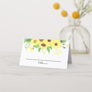 Carte De Placement Tournesol Floral Rustique Élégant Mariage