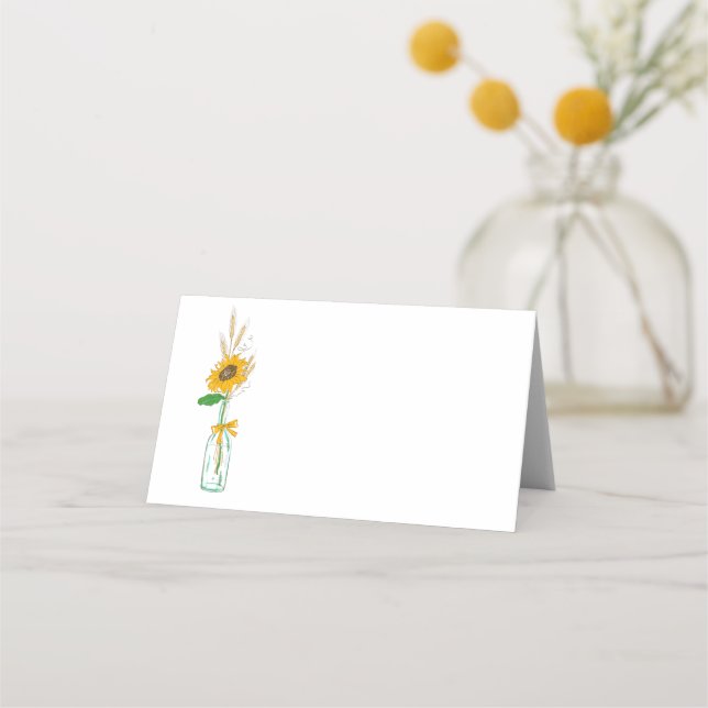 Carte De Placement Tournesol rustique Pays Fête de Mariage Floral (Devant)
