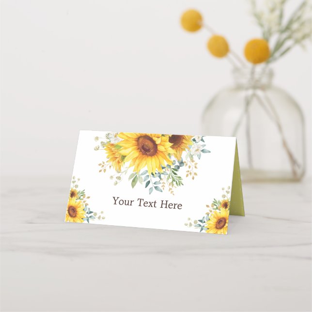 Carte De Placement Tournesols aquarelle radieux Été Verdure (Devant)