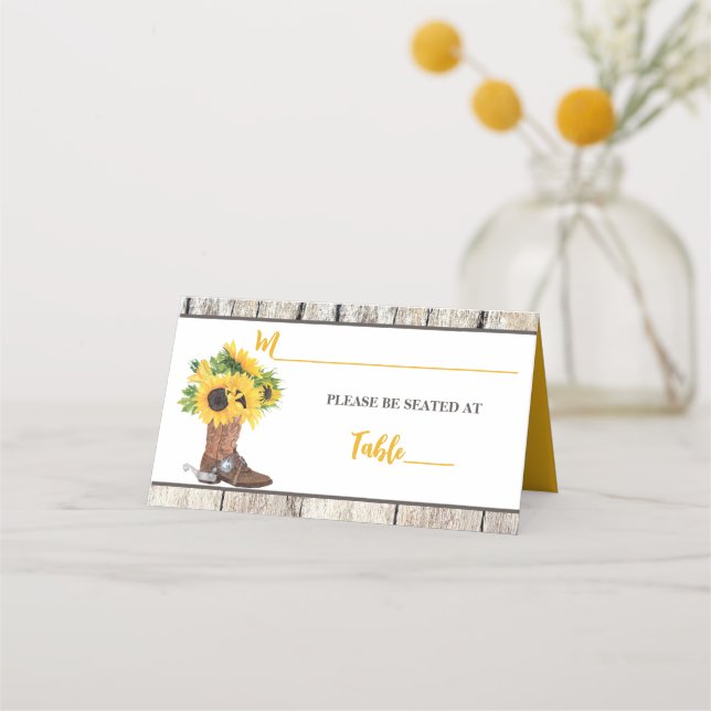 Carte De Placement Tournesols dans une Baby Shower de mariage avec un (Devant)