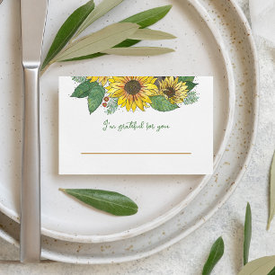 Carte De Placement Tournesols gracieux pour vous Thanksgiving