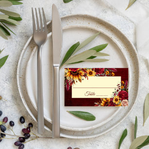 Carte De Placement tournesols jaunes mariage de automne bordeaux