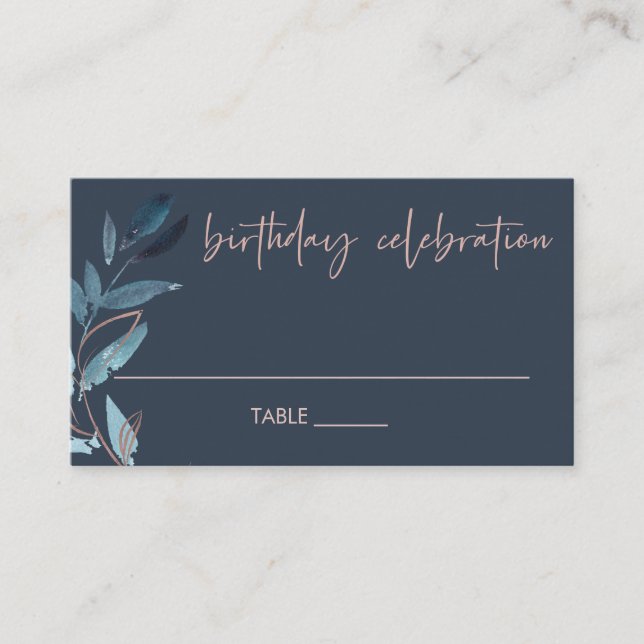 CARTE DE PLACEMENT TOUT ÂGE MARINE ROSE BLEU FOLIAGE WREATH ANNIVERSA (Devant)