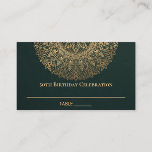 CARTE DE PLACEMENT TOUT ÂGE OR VERT ORNATE MANDALA 50E ANNIVERSAIRE