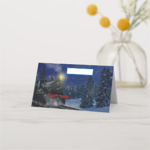 Carte De Placement Train de Noël dans la neige