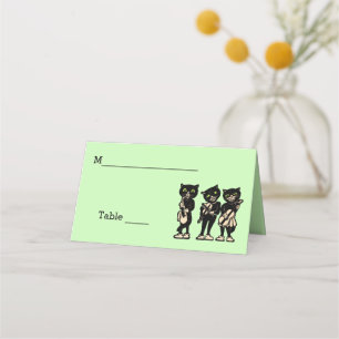 Carte De Placement Trois musiciens de chats noirs jouant de la musiqu