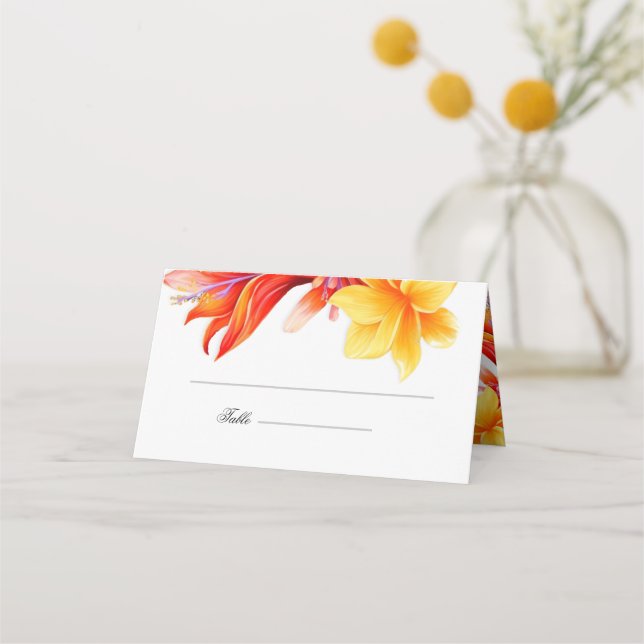 Carte De Placement Tropical moderne plis floral (Devant)