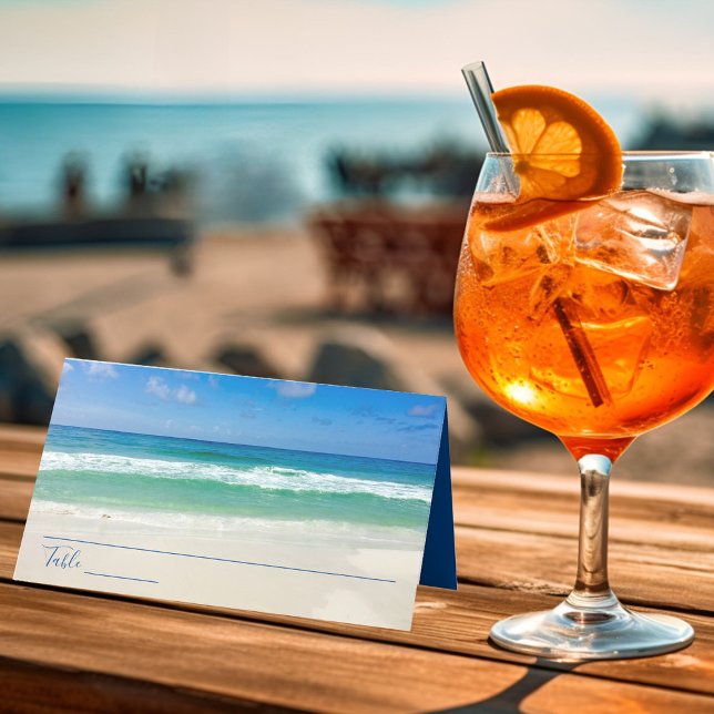 Carte De Placement Tropical Ocean Waves Photo Beach Mariage d'été (Créateur téléchargé)