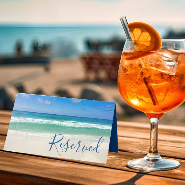 Carte De Placement Tropical Ocean Waves Photo Beach Mariage réservé (Créateur téléchargé)