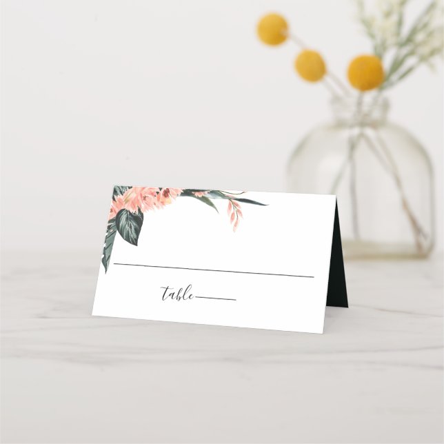 Carte De Placement Tropiques de corail moderne Mariage floral (Devant)