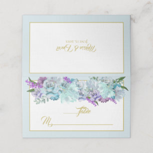 Carte De Placement Turquoise Blue Bouquet Mariage Suite Merci Escort