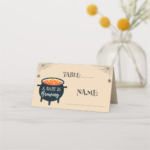 Carte De Placement Un Bébé Brasse Douche Halloween Cauldron Table