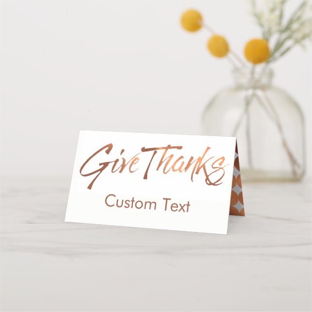 Carte De Placement Un regard en cuivre Donner Merci Thanksgiving scri (Devant)
