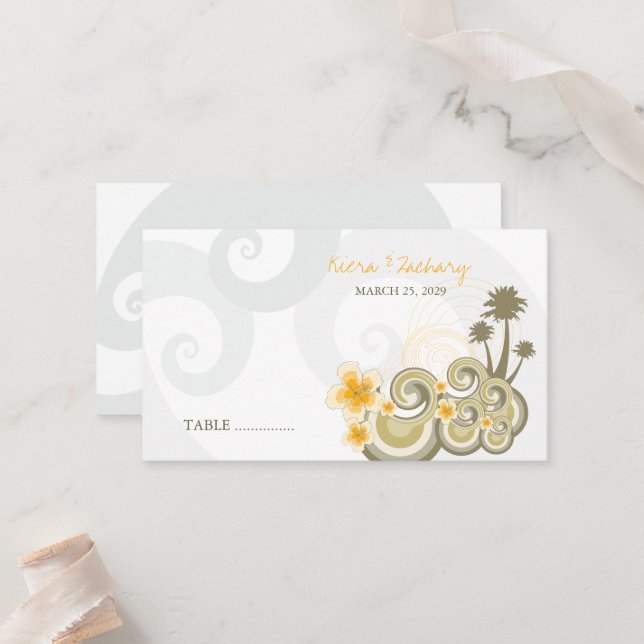 Carte De Placement Vagues tropicales Hibiscus jaune Destination Maria (Devant/Arrière en situation)