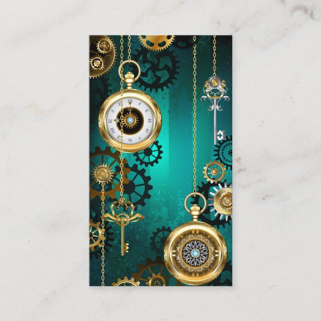 Carte De Placement Veille bijoux Steampunk sur un Arrière - plan vert (Devant)