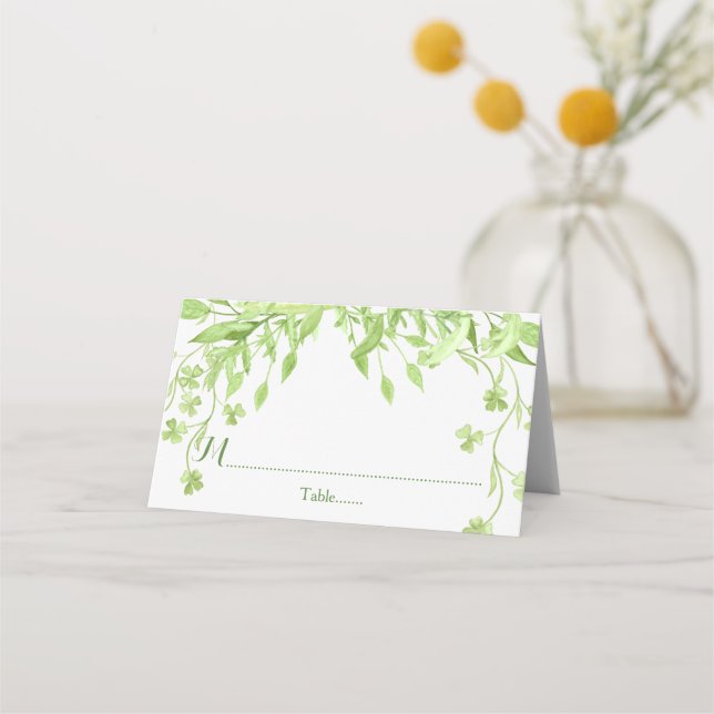 Carte De Placement Verdure Aquarelle Clover Mariage Floral (Devant)