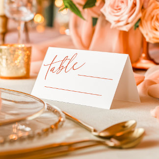 Carte De Placement Verona Sunset Orange Simple Calligraphie Mariage