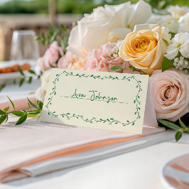 Carte De Placement Vert Méditerranée Mariage manuscrit
