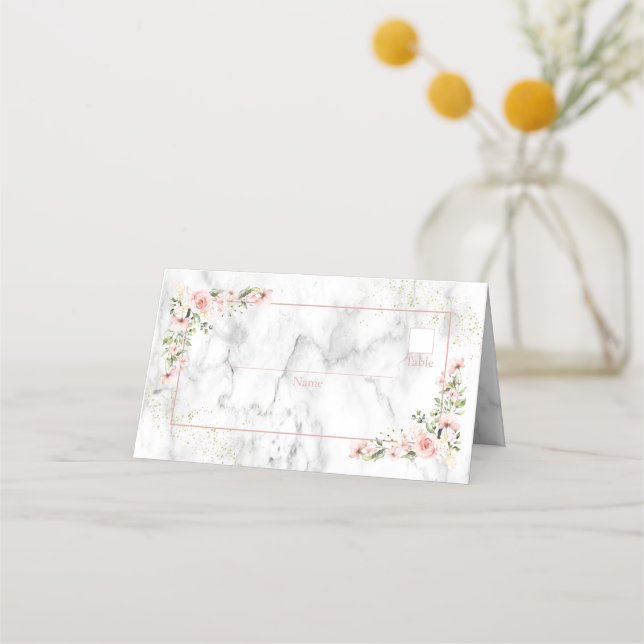 Carte De Placement Vert or roux Dusty rose floral (Devant)