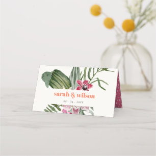 Carte De Placement Vibrant Boho Peach Blush Tropical Floral Mariage