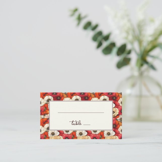 Carte De Placement Vibrant Red and Orange Floral Border (Debout devant)