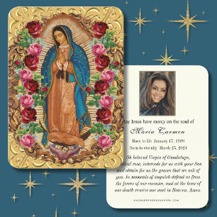 Carte De Placement Vierge religieuse Marie Guadalupe Funérailles cath