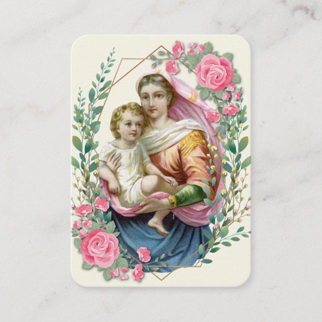 Carte De Placement Vierge religieuse Marie Jésus Prières de Purgatoir (Devant)