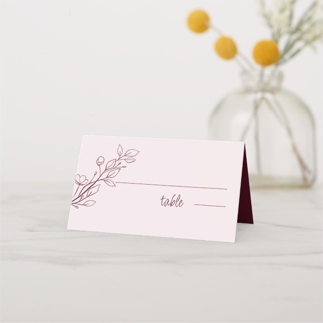 Carte De Placement Vin Boho Ruby simple, Carte Mariage pliée (Devant)