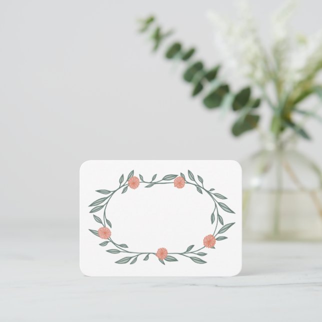 Carte De Placement Vins Floraux Wreath Chic Elegant Rose Green (Debout devant)