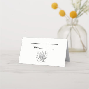 Carte De Placement Vintage Art Déco Argent Plume Arabesque