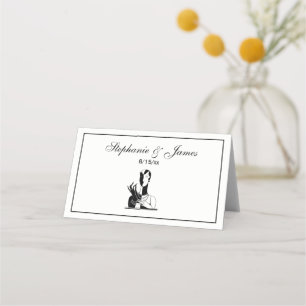 Carte De Placement Vintage Dame Art Déco Avec Des Perles Transp Black