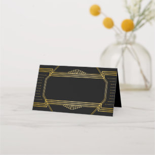 Carte De Placement Vintage Elegant Art Déco Black Gold Mariage