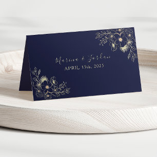 Carte De Placement Vintage Elegant Marine Blue Mariage Carte Place