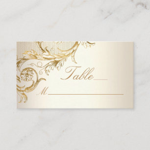 Carte De Placement Vintage or Floral Damask Elegant Script Mariage