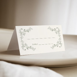 Carte De Placement Vintage Rustique  Sage Floral Frame Mariage