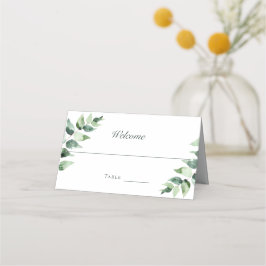 Carte De Placement Watercolor Eucalyptus Wedding | White