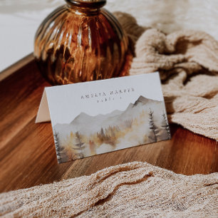 Carte De Placement Watercolor Fall Mountain Mariage extérieur