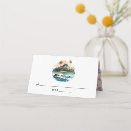 Carte De Placement Watercolor Hawaii Destination Wedding