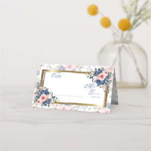 Carte De Placement Watercolor Navy & Blush Mariage