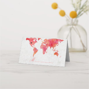 Carte De Placement Watercolor World Map Mariage Table assise